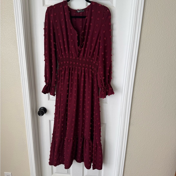 Burgundy Midi Dress - Picture 2 of 8